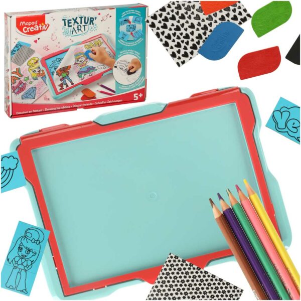 Creative board for children. Drawing Maped texturing