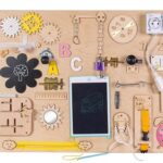 Tablica manipulacyjna drewniana rozowy zegar 75x50cm