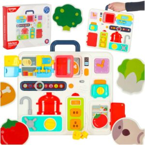 Tablica manipulacyjna sensoryczna montessori kuchnia zegar swiatlo dzwiek