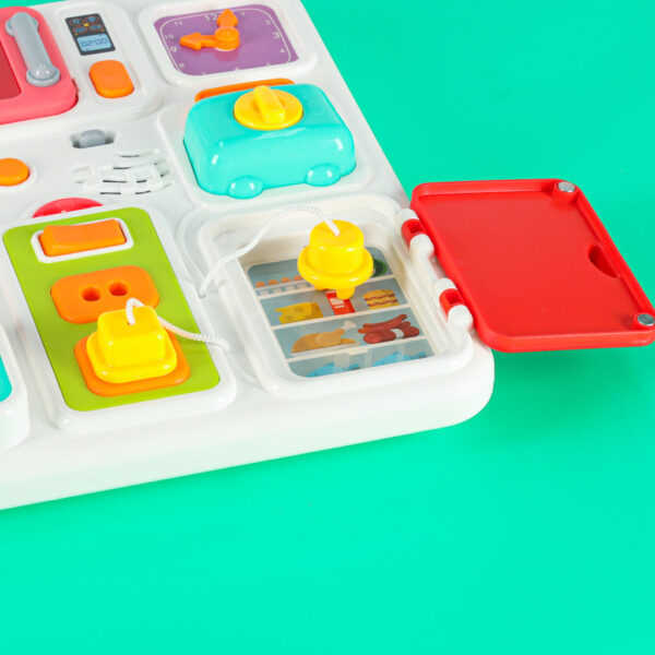 Tablica manipulacyjna sensoryczna montessori kuchnia zegar swiatlo dzwiek