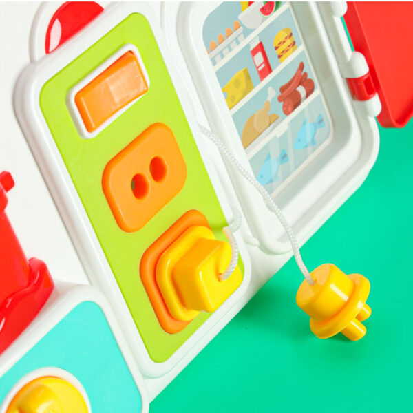 Tablica manipulacyjna sensoryczna montessori kuchnia zegar swiatlo dzwiek
