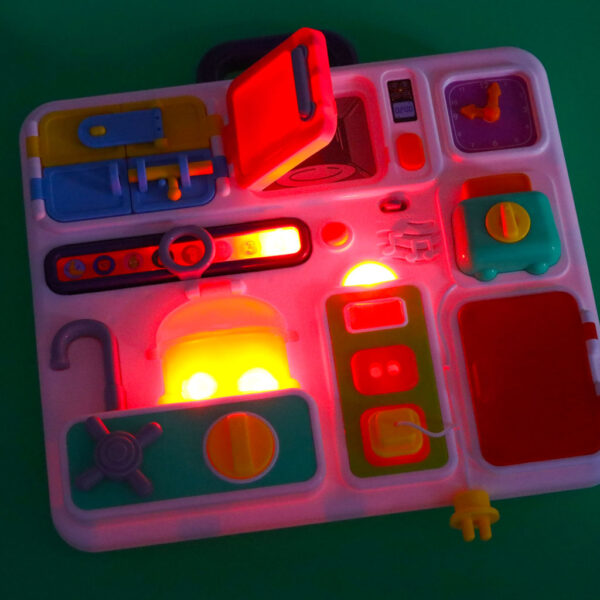 Tablica manipulacyjna sensoryczna montessori kuchnia zegar swiatlo dzwiek