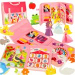 Tablica manipulacyjna sensoryczna montessori walizka plecak rozowa