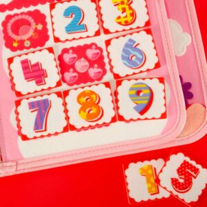 Tablica manipulacyjna sensoryczna montessori walizka plecak rozowa