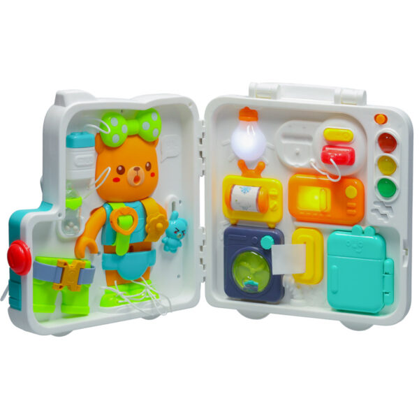 Tablica manipulacyjna sensoryczna montessori walizka pokretla mis XXL swiatlo dzwiek