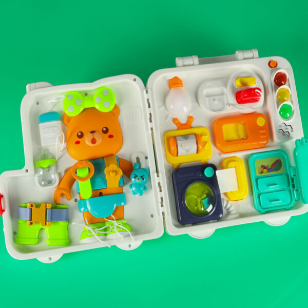 Tablica manipulacyjna sensoryczna montessori walizka pokretla mis XXL swiatlo dzwiek