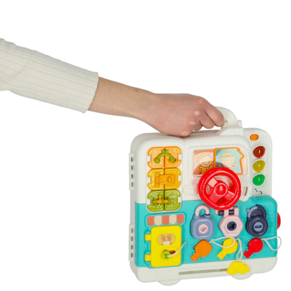 Tablica manipulacyjna sensoryczna montessori walizka pokretla mis XXL swiatlo dzwiek