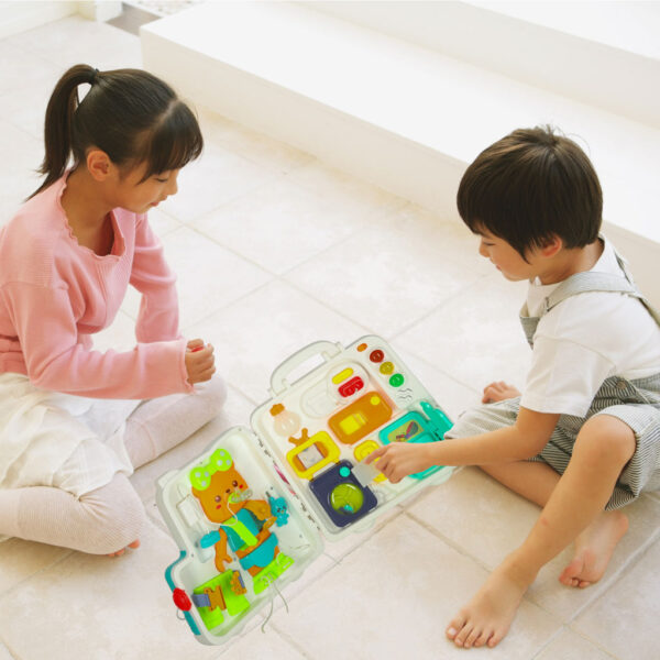 Tablica manipulacyjna sensoryczna montessori walizka pokretla mis XXL swiatlo dzwiek