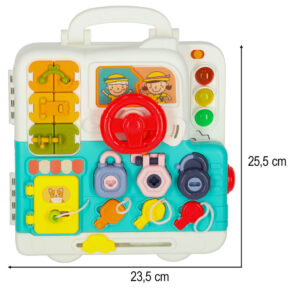 Tablica manipulacyjna sensoryczna montessori walizka pokretla mis XXL swiatlo dzwiek