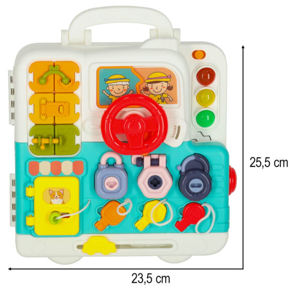 Tablica manipulacyjna sensoryczna montessori walizka pokretla mis XXL swiatlo dzwiek