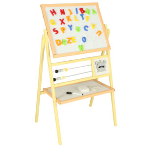 Tablica suchoscieralna kredowa dwustronna z liczydlami zegarkiem polka brzoskwiniowa 30 x 56 x 90 cm