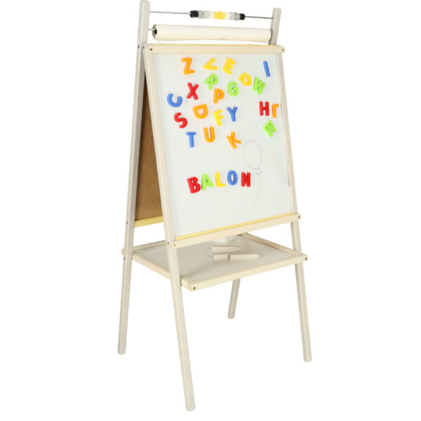 Tablica suchoscieralna kredowa dwustronna z liczydlem polka szary 45 x 40 x 100 cm
