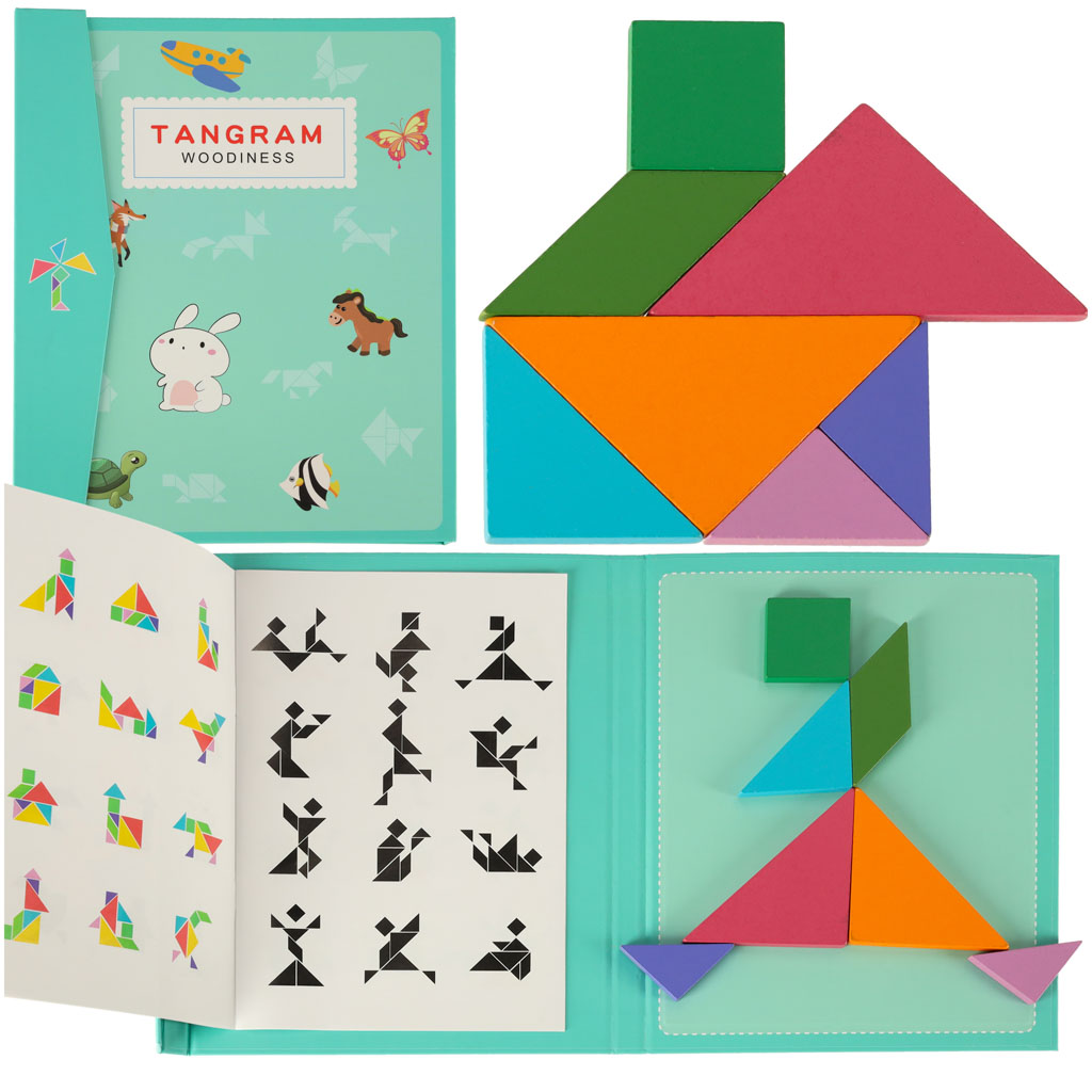 Tangram ksiazeczka magnetyczna ukladanka montessori klocki gra logiczna 3D