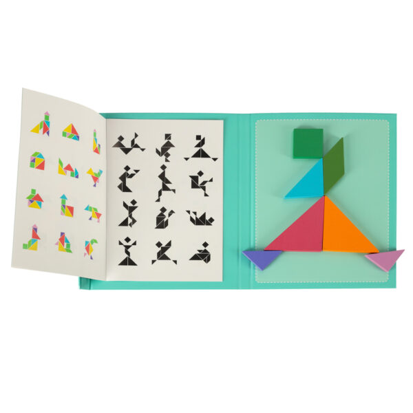 Tangram ksiazeczka magnetyczna ukladanka montessori klocki gra logiczna 3D