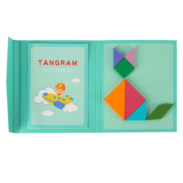 Tangram ksiazeczka magnetyczna ukladanka montessori klocki gra logiczna 3D