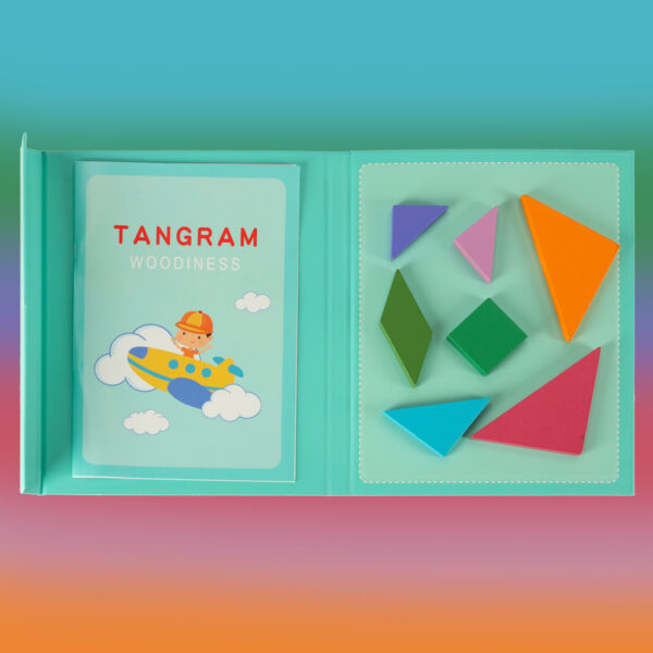 Tangram ksiazeczka magnetyczna ukladanka montessori klocki gra logiczna 3D