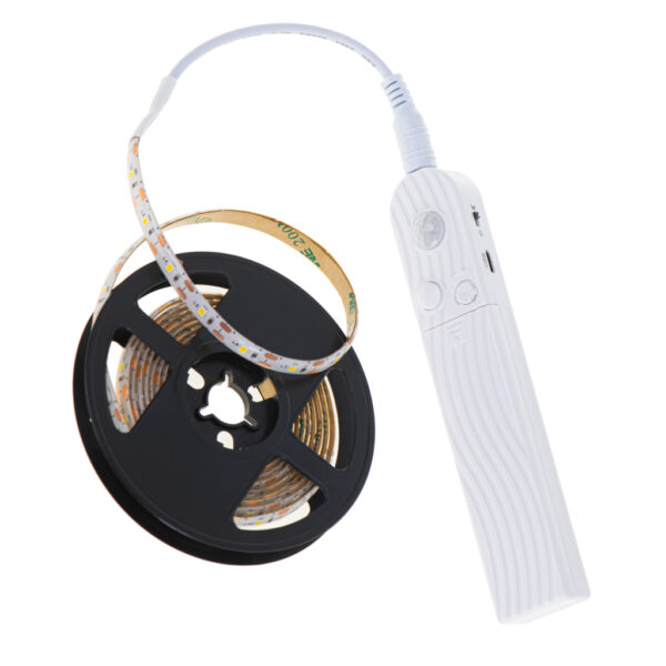 Tasma LED na baterie USB czujnik ruchu 2M cieply bialy
