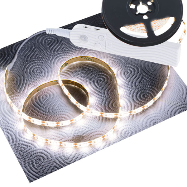 Tasma LED na baterie USB czujnik ruchu 2M cieply bialy