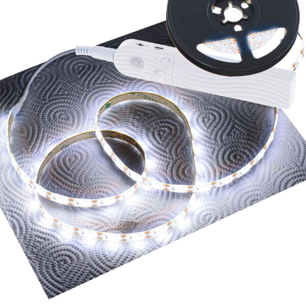 Tasma LED na baterie USB czujnik ruchu 2M zimny bialy