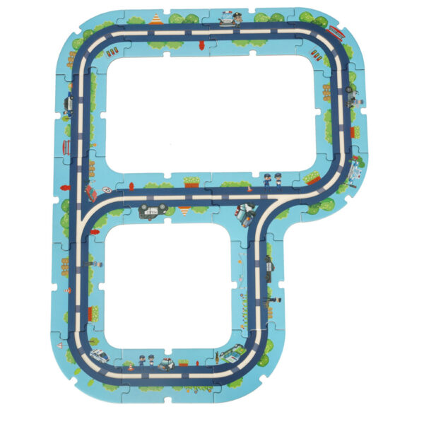 Tor samochodowy puzzle policja pojazdy miasto 47 elementow