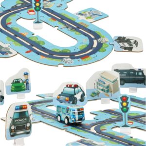 Tor samochodowy puzzle policja pojazdy miasto 47 elementow