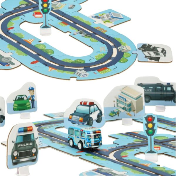 Tor samochodowy puzzle policja pojazdy miasto 47 elementow