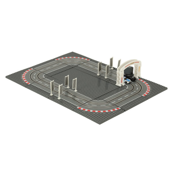 Tor samochodowy wyscigowy policyjny elektryczny 2 auta klocki konstrukcyjne GD