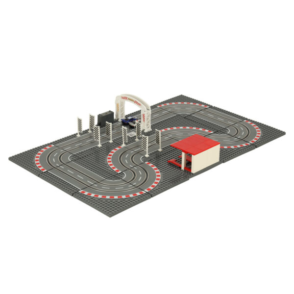 Tor samochodowy wyscigowy policyjny elektryczny 2 auta klocki konstrukcyjne GD