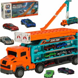Tor wyscigowy samochodowy laweta transporter 6 el pomaranczowy