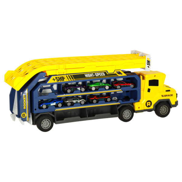 Tor wyscigowy samochodowy laweta transporter 6 el zolty Tor wyscigowy samochodowy laweta transporter 6 el zolty