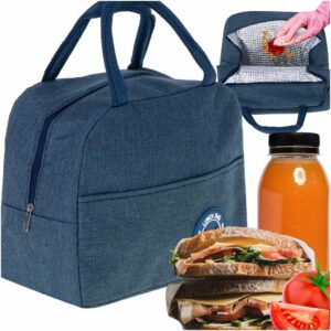 Torba termiczna izolacyjna sniadanie lunch niebieska