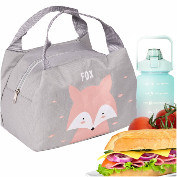 Torba termiczna na lunch jedzenie sniadaniowa izolacyjna lis rozowy