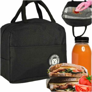 Torba termiczna na lunch jedzenie sniadaniowa izolacyjna lunch czarna