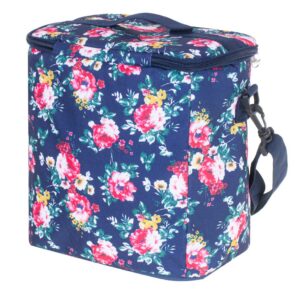 Torba termiczna plazowa na lunch plaze piknik 11L granatowa w kwiaty