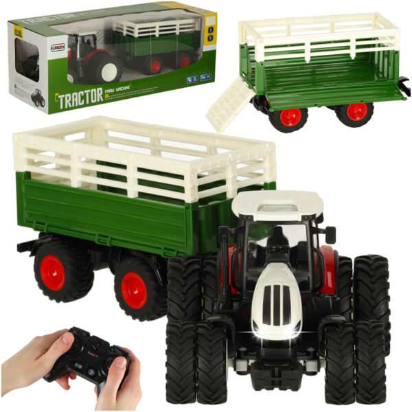 Traktor RC ciagnik rolniczy z przyczepa 2 4G 3 7V 500mAh Traktor RC ciagnik rolniczy z przyczepa 2 4G 3 7V 500mAh