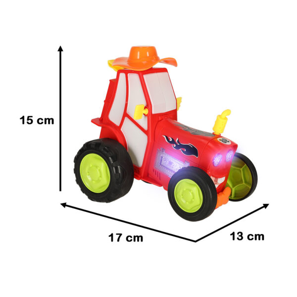 Traktor ciagnik zdalnie sterowany na pilota RC skaczacy tanczacy dzwiek czerwony