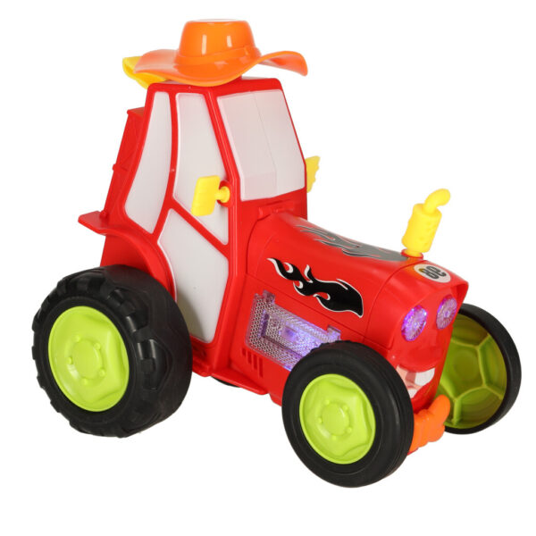 Traktor ciagnik zdalnie sterowany na pilota RC skaczacy tanczacy dzwiek czerwony