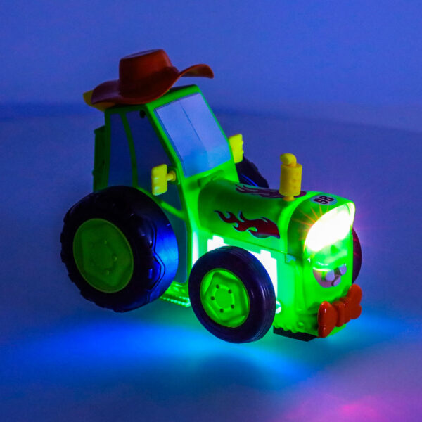 Traktor ciagnik zdalnie sterowany na pilota RC skaczacy tanczacy dzwiek zielony
