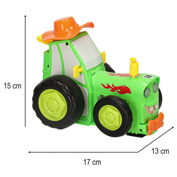 Traktor ciagnik zdalnie sterowany na pilota RC skaczacy tanczacy dzwiek zielony
