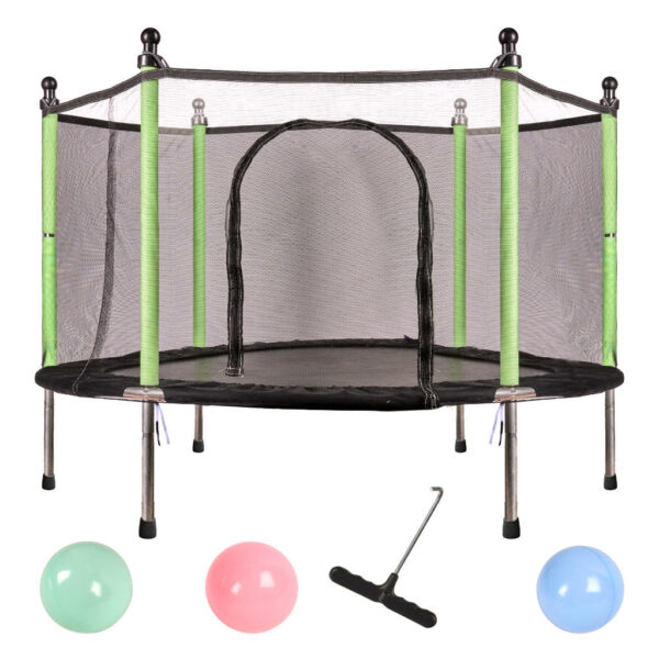 Trampolina do domu ogrodu dla dzieci siatka pilki 140cm 55inch zielona