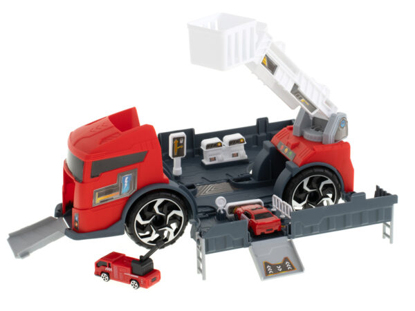 Transporter ciezarowka auto 2w1 parking laweta czerwony