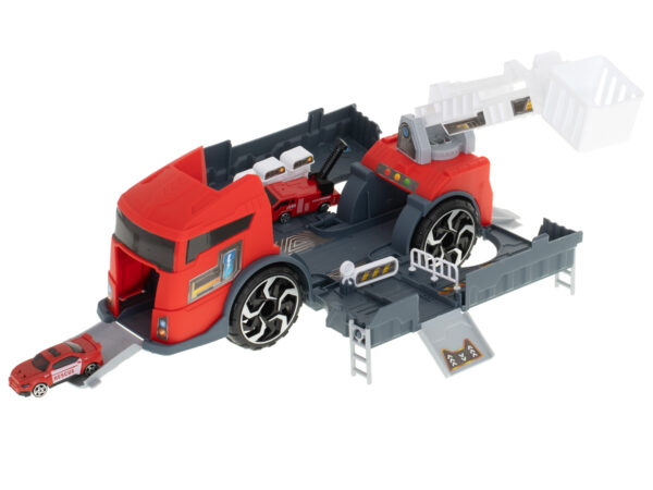 Transporter ciezarowka auto 2w1 parking laweta czerwony