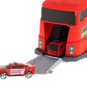 Transporter ciezarowka auto 2w1 parking laweta czerwony