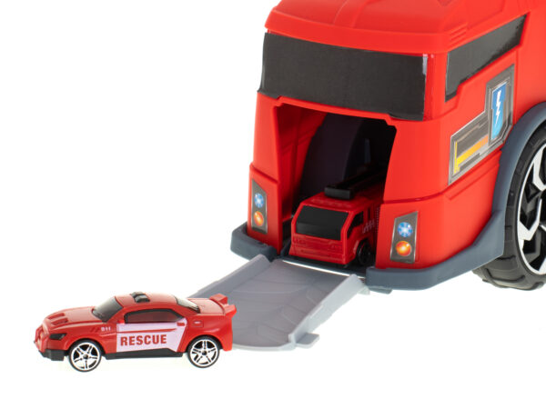 Transporter ciezarowka auto 2w1 parking laweta czerwony