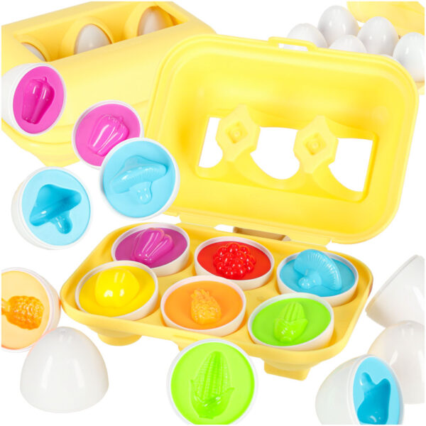 Ukladanka edukacyjna sorter dopasuj ksztalty jajka montessori owoce warzywa 6szt Ukladanka edukacyjna sorter dopasuj ksztalty jajka montessori owoce warzywa 6szt