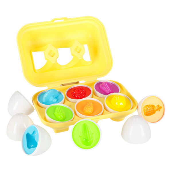 Ukladanka edukacyjna sorter dopasuj ksztalty jajka montessori owoce warzywa 6szt