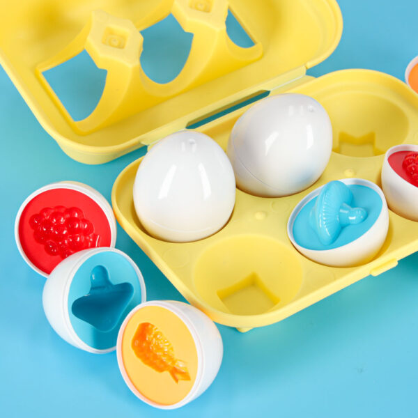 Ukladanka edukacyjna sorter dopasuj ksztalty jajka montessori owoce warzywa 6szt