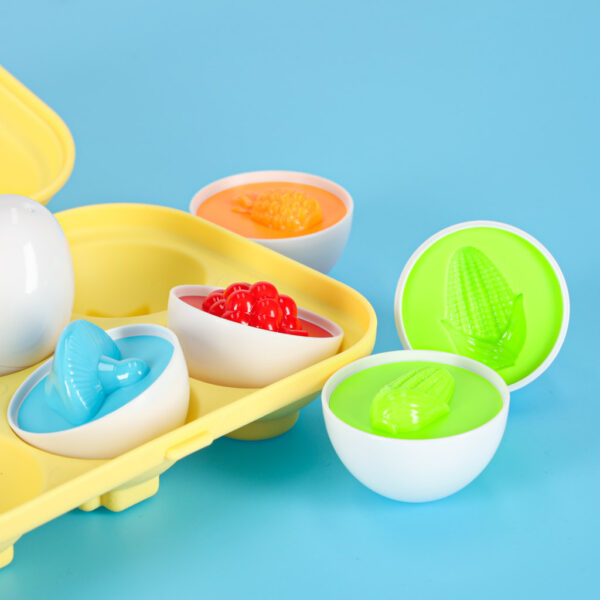 Ukladanka edukacyjna sorter dopasuj ksztalty jajka montessori owoce warzywa 6szt
