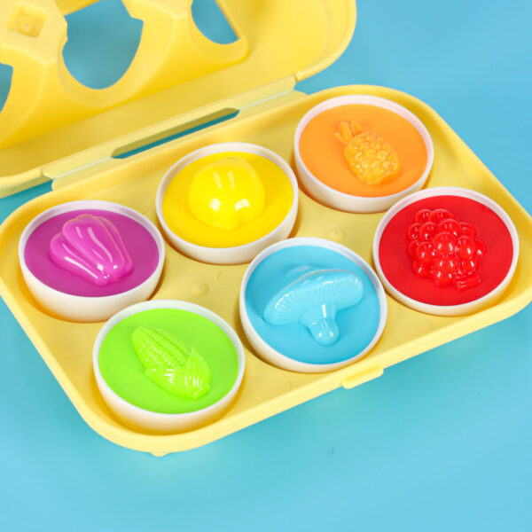 Ukladanka edukacyjna sorter dopasuj ksztalty jajka montessori owoce warzywa 6szt