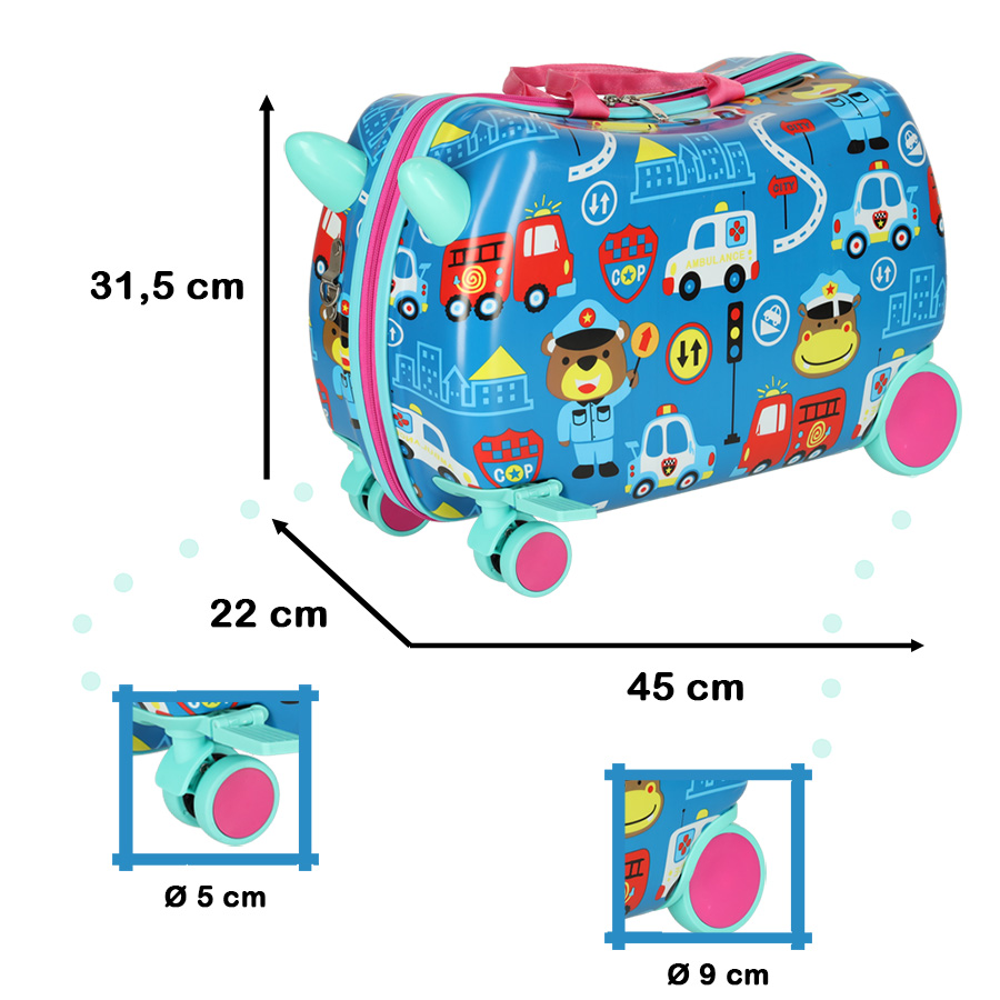 Walizka podrozna dziecieca na kolkach pojazdy